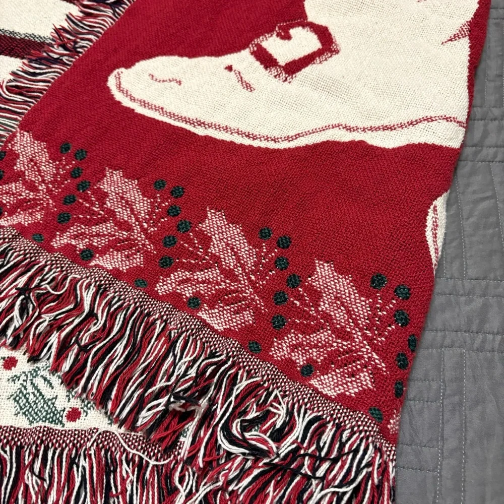 Vintage Santa Rocking Chair Toy Christmas Tapestry Throw Blanket 90s 64